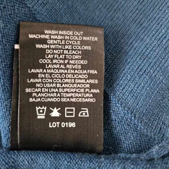 NWT, KATHERINE BARCLAY Women's Blue V-Neck Merino Wool Sweater.Size XL - Picture 5 of 11